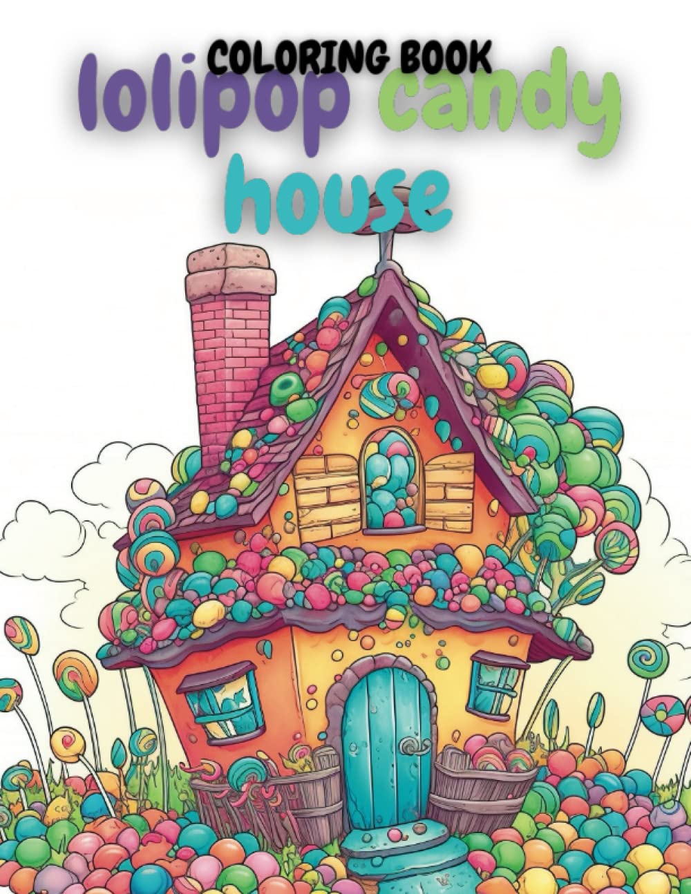Lolipop Candy House Coloring Book. 88 Pages Coloring Book Candy House. Lolipop Candy