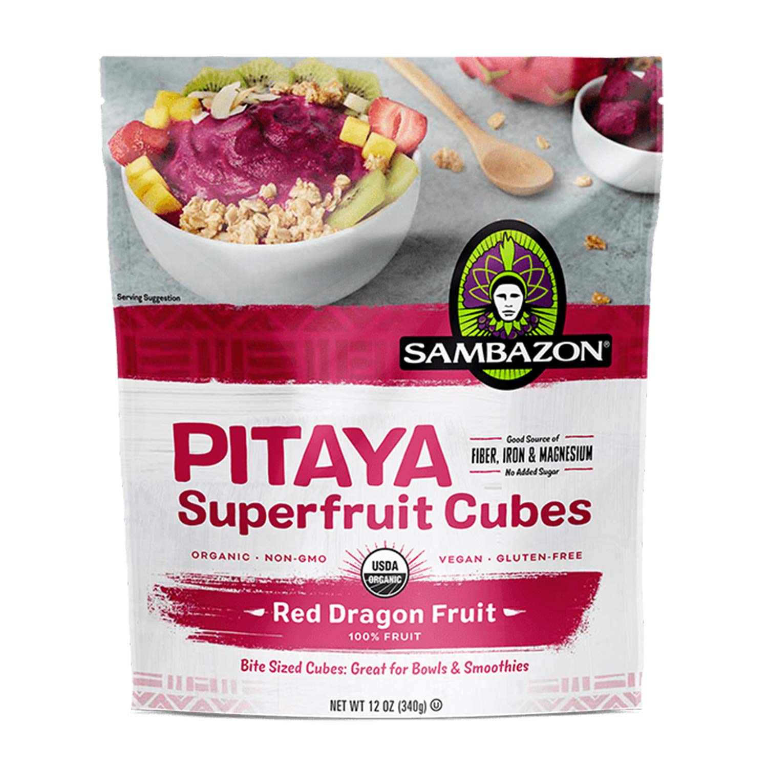 Sambazon, Pitaya Superfruit Cubes, Red Dragon Fruit, 12