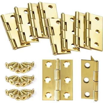 Anstore Pack of 10 Foldable Hinges 44 x 32 x 1 mm Foldable Gold Hinge Stainless Steel 270  Hinge Tape Small with 72 Screws Door Hinges for Doors Windows and Cabinets