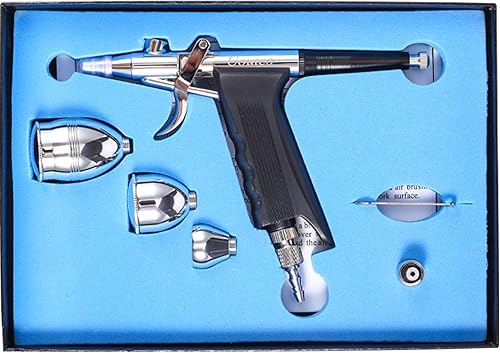 Miniatura 6 de Uouteo Pistola de disparo de aerógrafo Cepillo de aire de doble acción con agujas de 0.008 in 2CC5CC13CC Copa para pintar