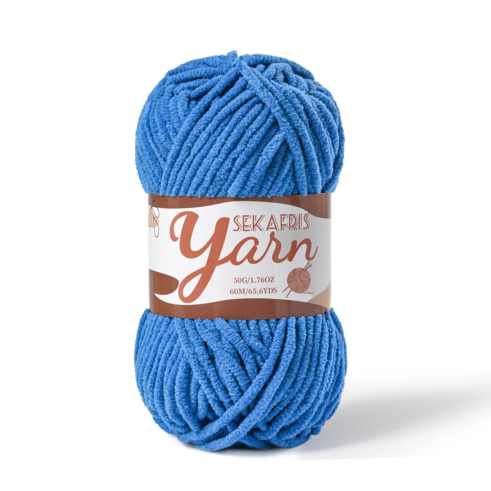 Chenille Yarn for Crocheting Plush Blanket Crochet Yarn Blue