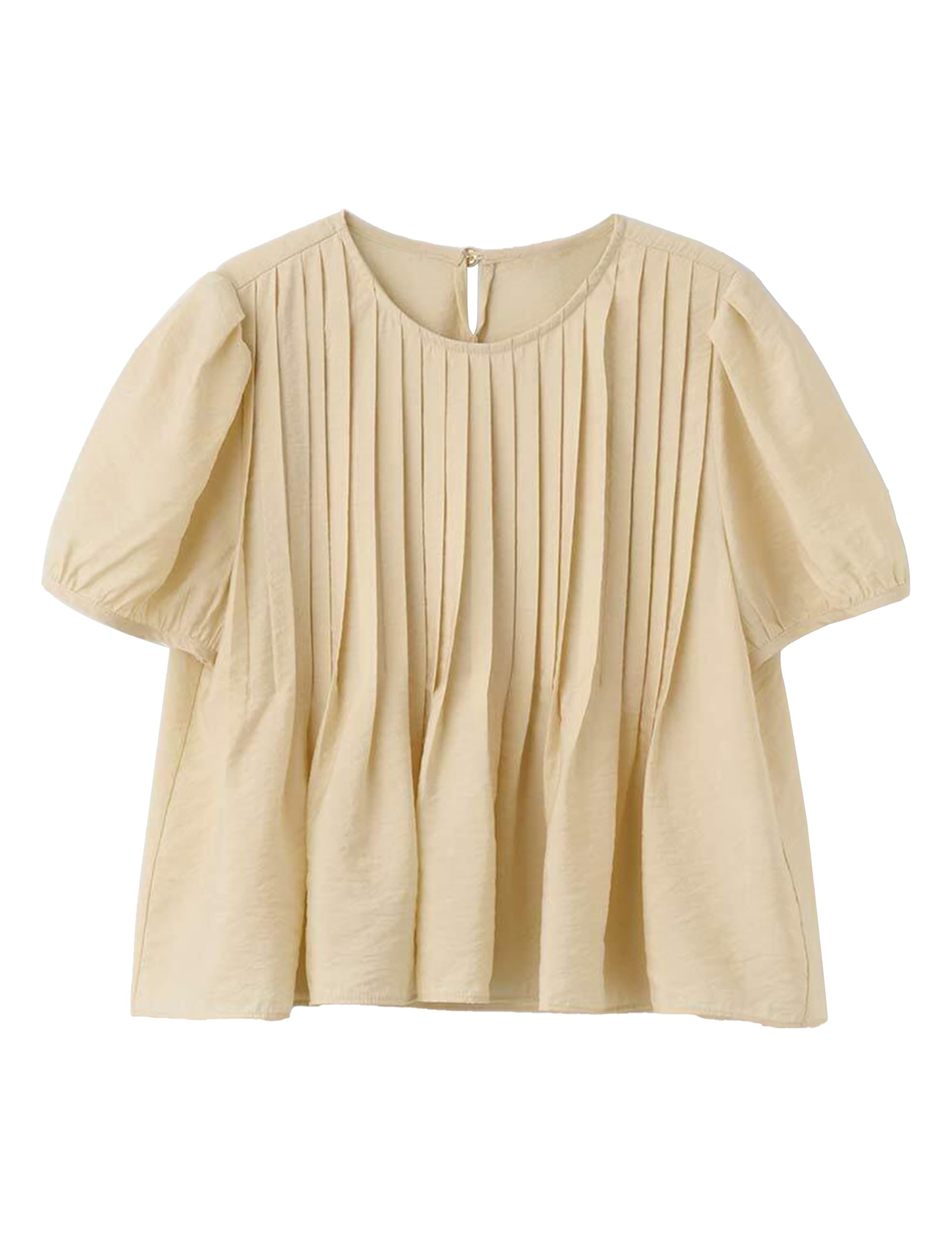 VATEAMI Womens Summer Pleated Peplum Short Sleeve Blouse Round Neck Babydoll T Shirts Ruffle Top