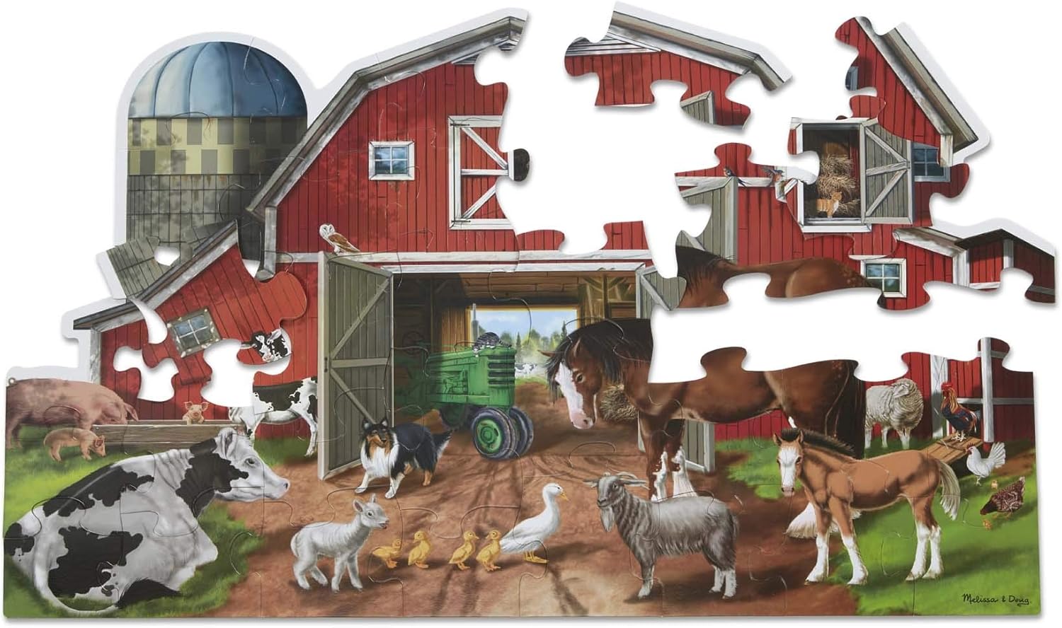 Melissa & Doug Busy Barn Shaped Jumbo Jigsaw Floor Puzzle (32 pcs, 2 x 3 feet) : Melissa & Doug