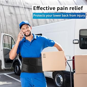 Lower Back Brace for Back Pain Relief, Breathable Lower Back Support for Women & Men, Adjustable Lumbar Support Belt with 7 Stays for Herniated Disc, Sciatica (X-Large, Black)