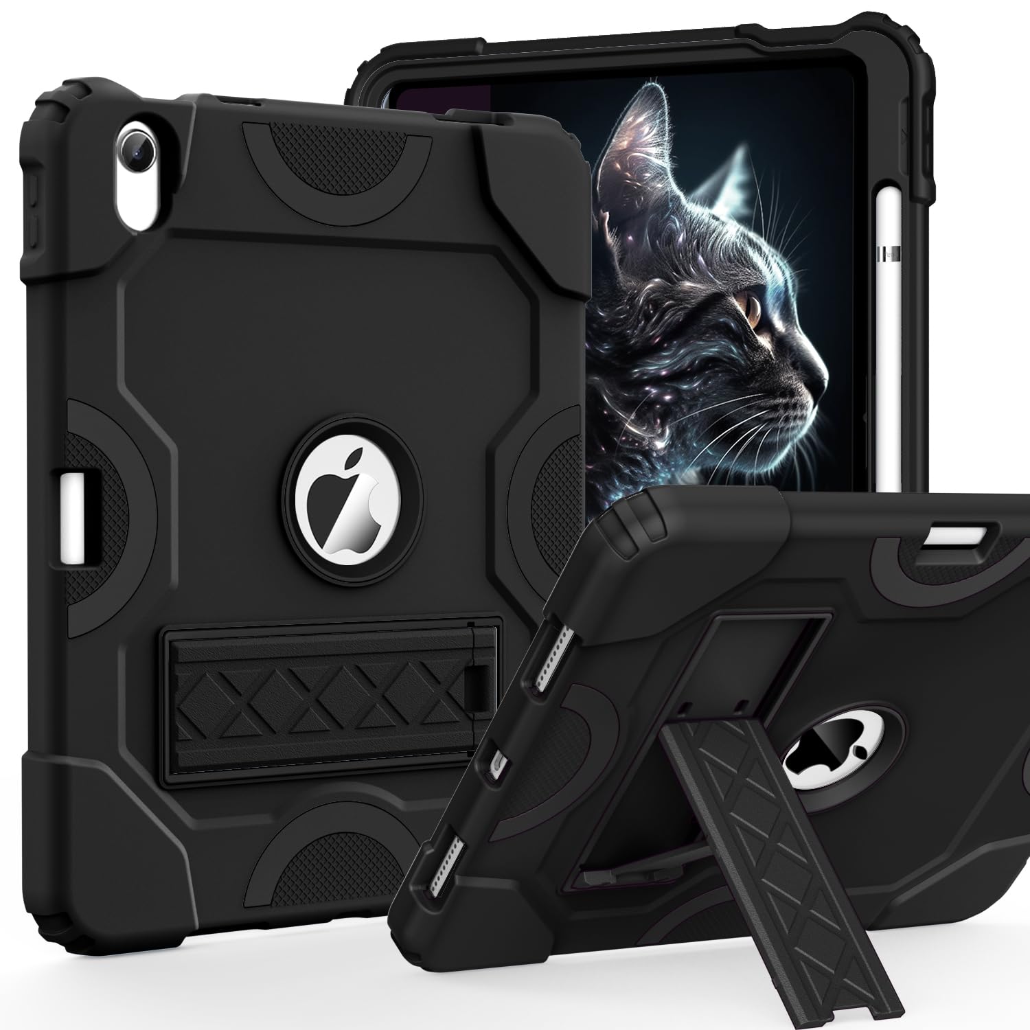 Cantis Case for iPad 11-inch (A16) 2025/ iPad 10th Generation 2022 (10.9 inch), Shockproof iPad Cover 10th Generation with Pencil Holder & Kickstand, Black