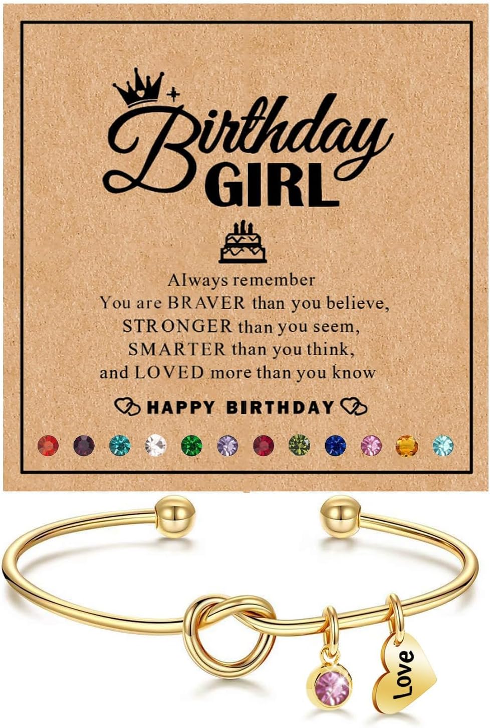 Long tiantian Birthstone Knot Bracelet Valentines Day Gift for Her Adjustable Heart Bracelet with Love Knot Romantic Jewelry for Women - Image 9