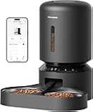 Automatic Cat Feeder for 2 Cats, 5G&2.4G WiFi Pet Feeders, 5L Programmable Cat Food Dispenser with Airtight Lock-Fresh Technology, Dual Stainless Steel Bowls, Low Food Sensor