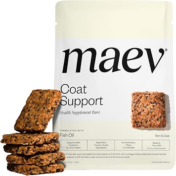 Skin & Coat Supplement Bars for Dogs, with Omega-3, 30 Count | Human-Grade, Vet-Formulated Chews with Fish Oil | Reduces Shedding for a Shiny, Healthy Look | Made in USA