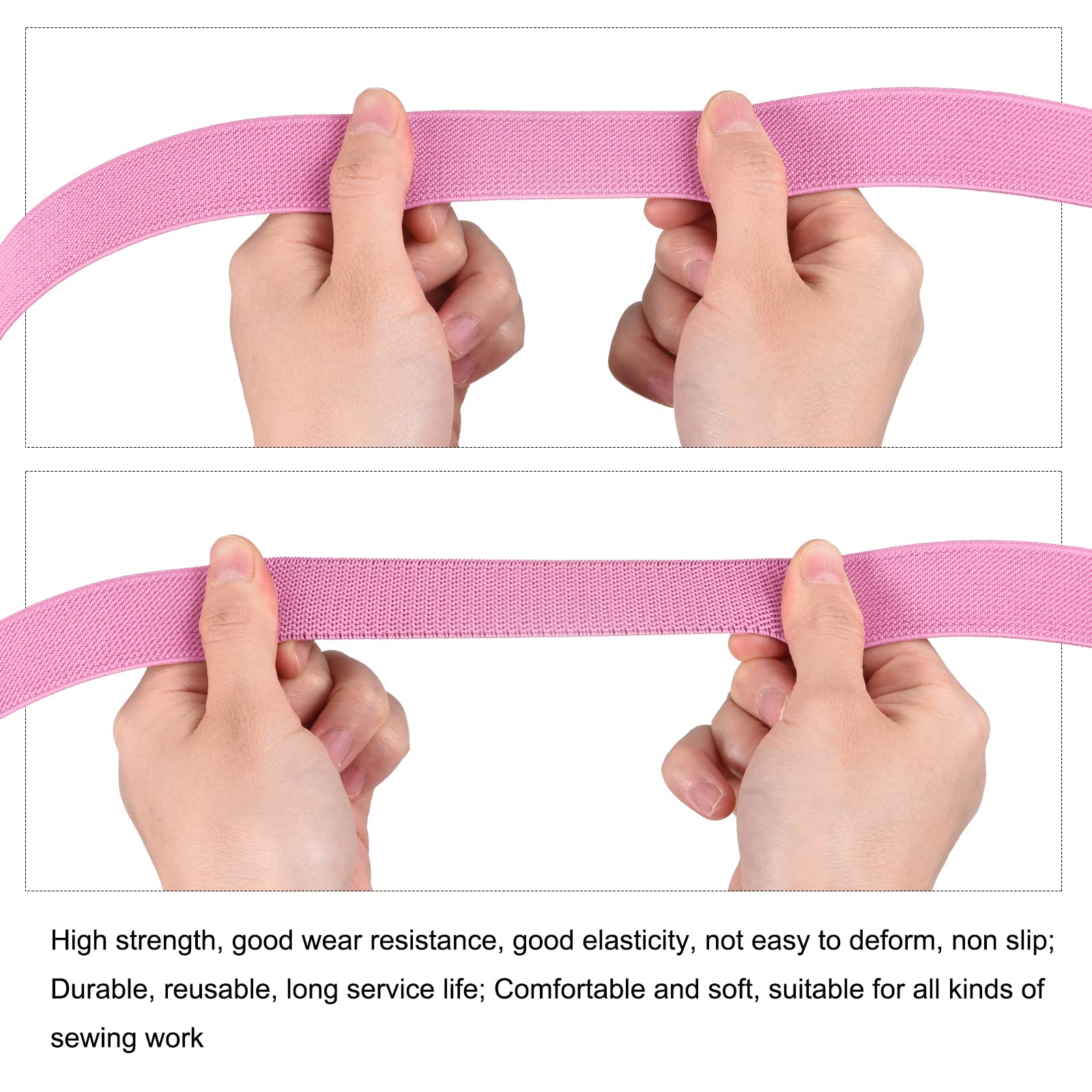 MECCANIXITY 1 Inch Wide Twill Elastic Band - 2 Yard Heavy Stretch Spool For Sewing, Waistbands, Headbands (Pink)