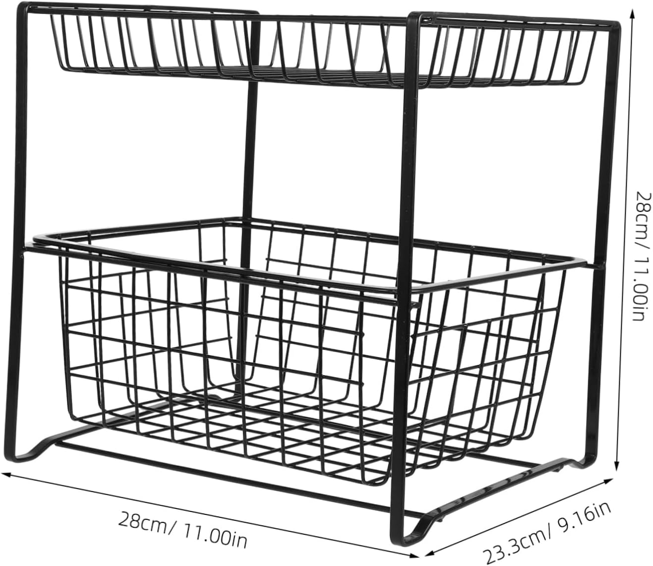 Under Sink Organizer with Pull-out Double Bathroom and Kitchen Cabinet Storage Space-saving Vertical Rack for Cleaning Supplies and Toiletries Easy Access and Simple Installation