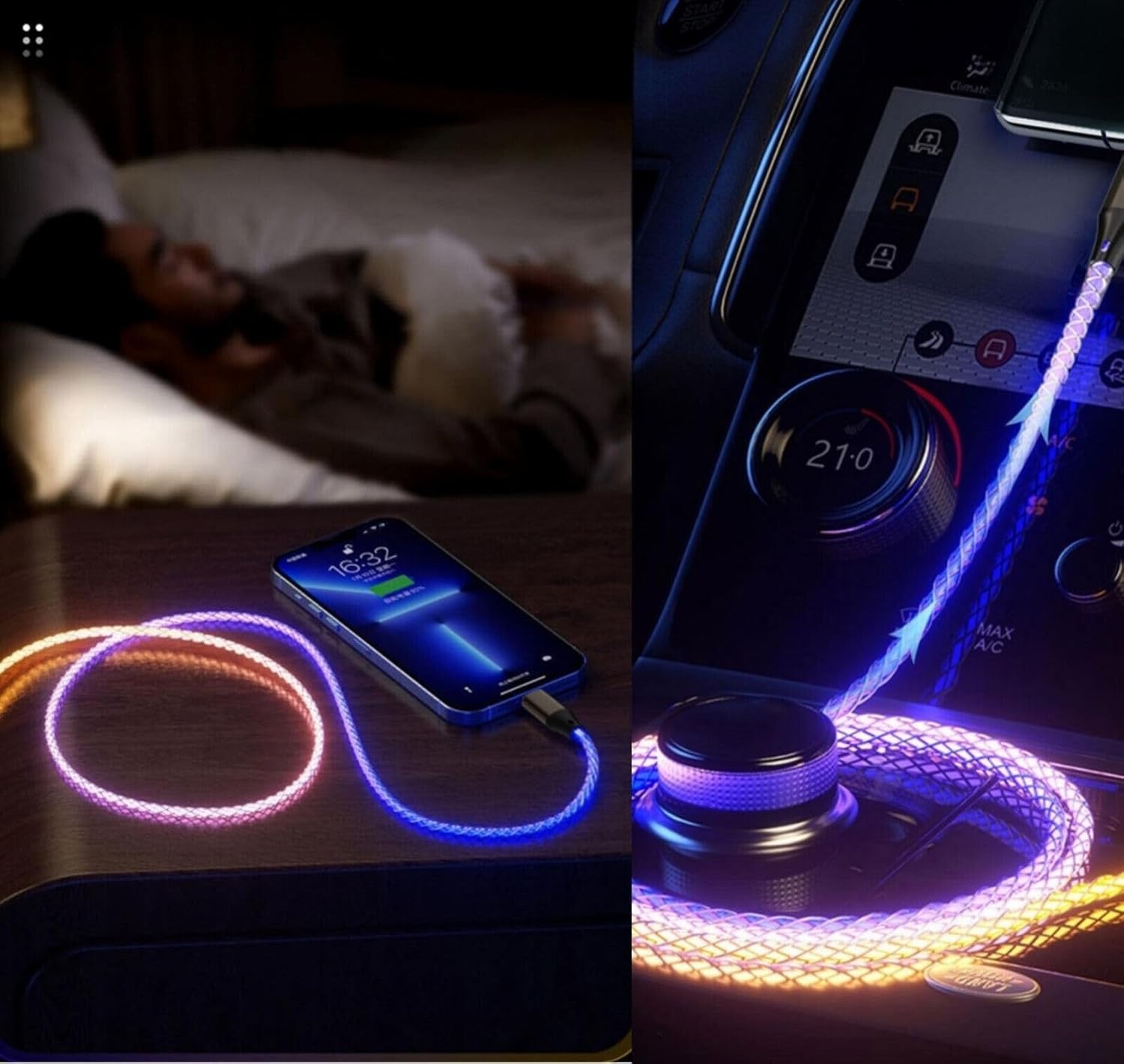 Multi Color Charging Cable 2Pack 4FT 4 in 1 Nylon Braided USB Fast Charging Cord Adapter Type C Micro Port Compatible Cell Phones Tablets (5, 4FT)