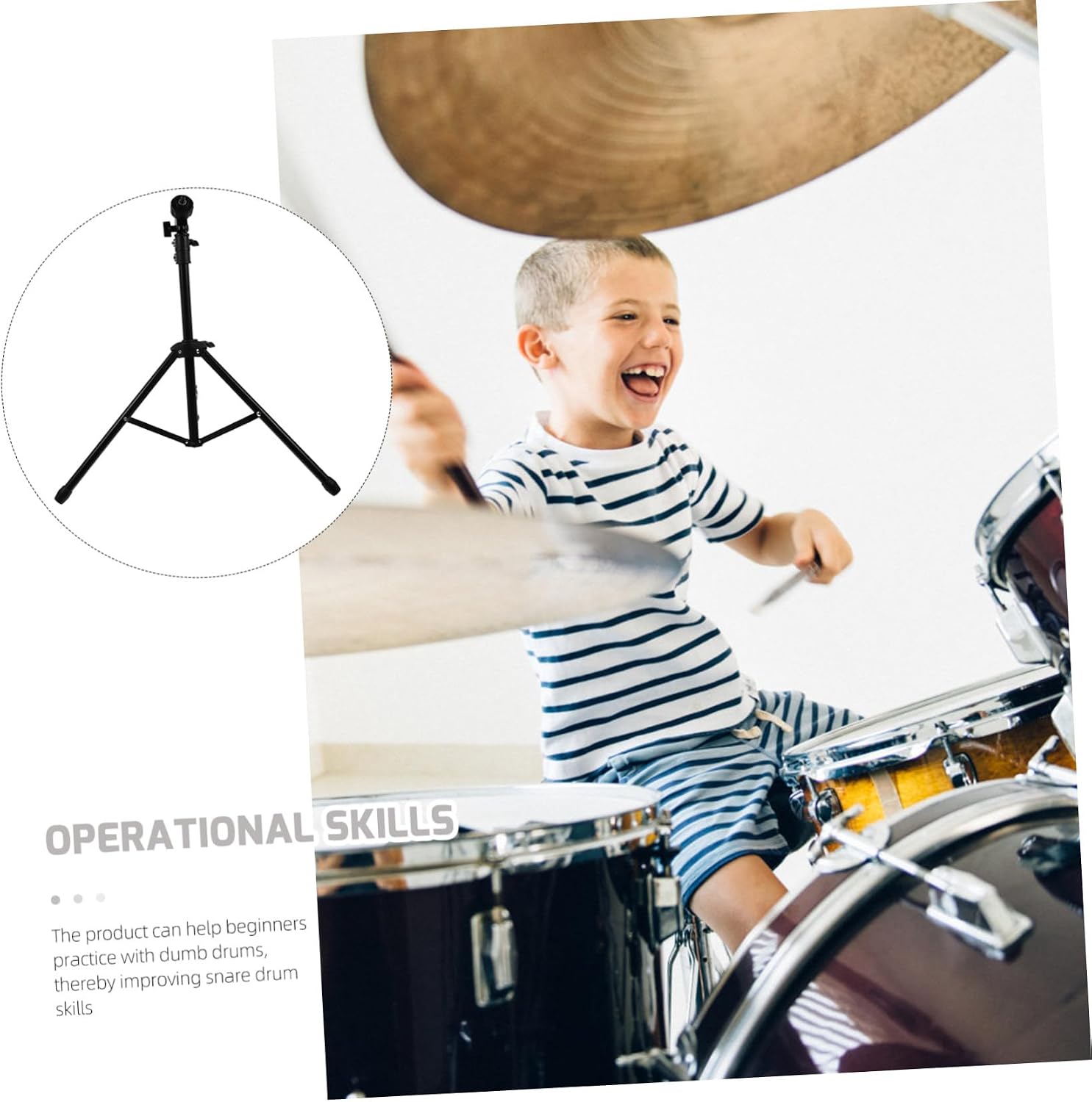 Adjustable Metal Dumb Drum Stand with Non-slip Mat Tripod Snare Drum Holder for Practice and Training Black for Beginners