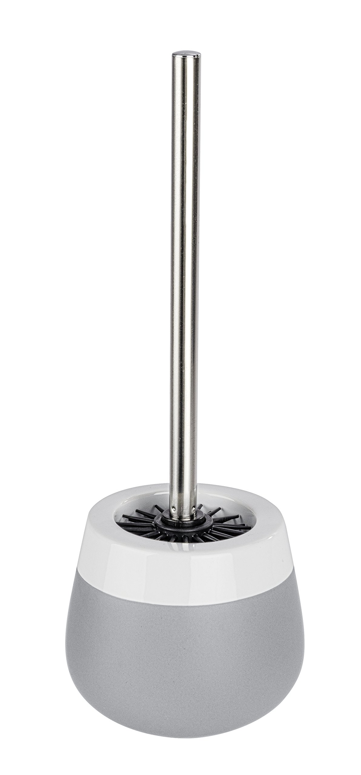 WENKO22052100 Toilet brush Malta White/Grey - Ceramic, 14 x 38.5 x 14 cm, Grey
