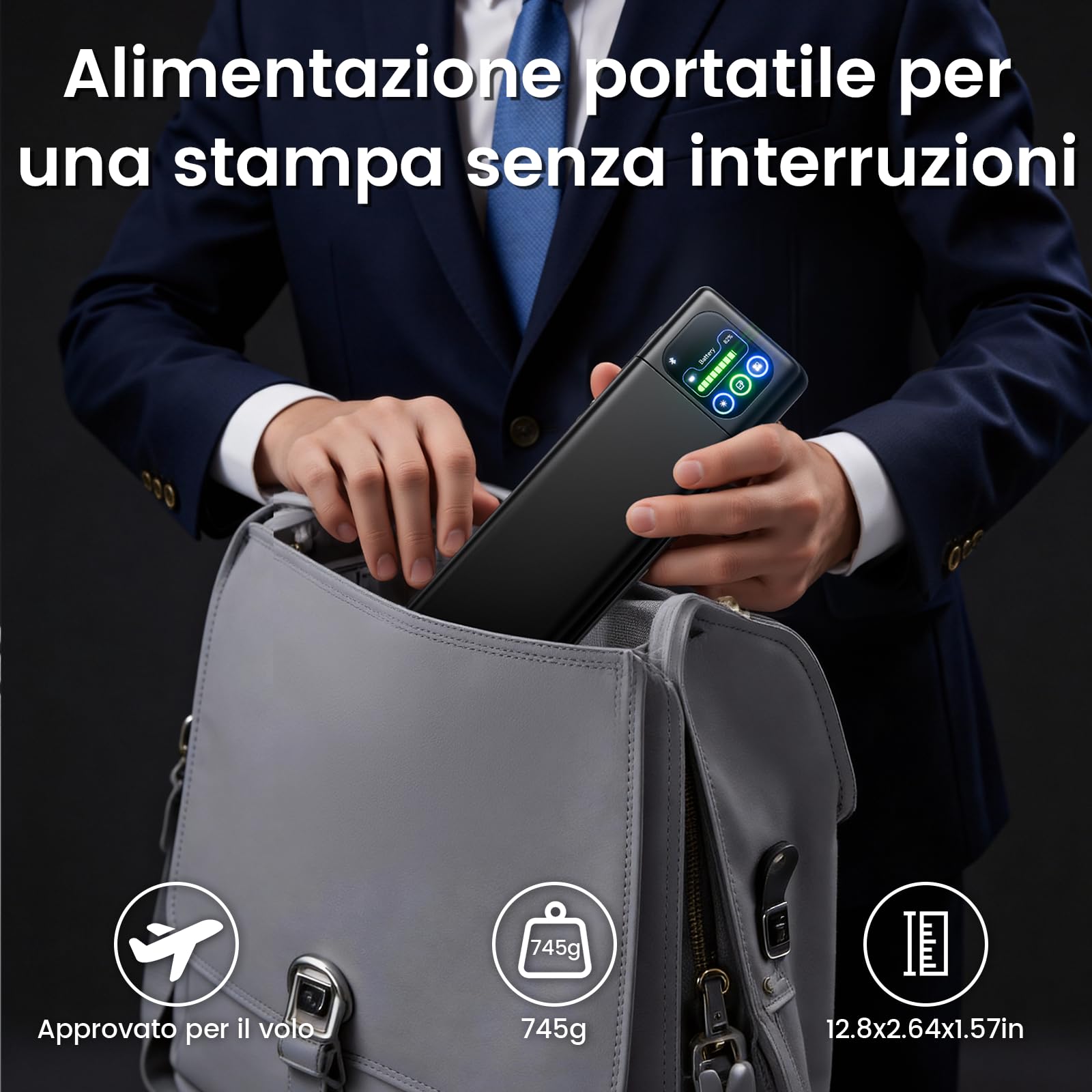 Phomemo Schermo Touch Stampante Portatile A4, Stampante Termica Compatibile con iPhone/PC/USB, Wireless Bluetooth, Stampa Contratti/Ricevute/Documenti, Senza Inchiostro Stampa in Nero e Bianco (M08D)