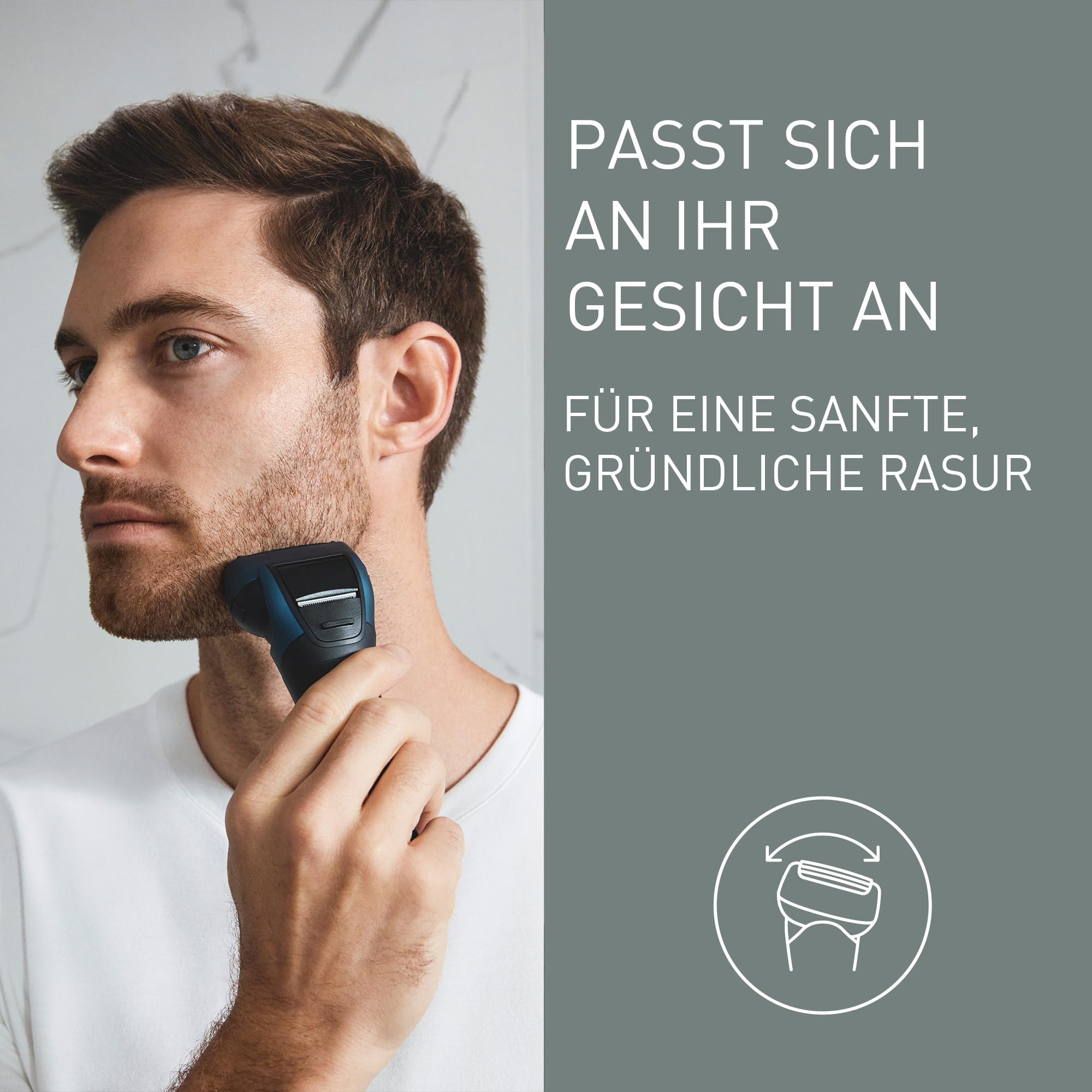 Panasonic Series 700 ES-ALT4B 3-Klingen-Nass- & Trocken-Rasierer für Männer, tragbar, kabellos, wasserdicht, Bartdichtesensor, flexibler Rasierkopf, ausklappbarer Trimmer, Dunkelblau