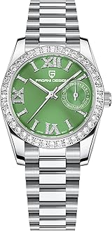 HaiQin Pagani Design Women's Elegant Quartz Watch Diamonds Series Stainless Steel Strap Japanese Movement Waterproof Light Luxury Wristwatch Date