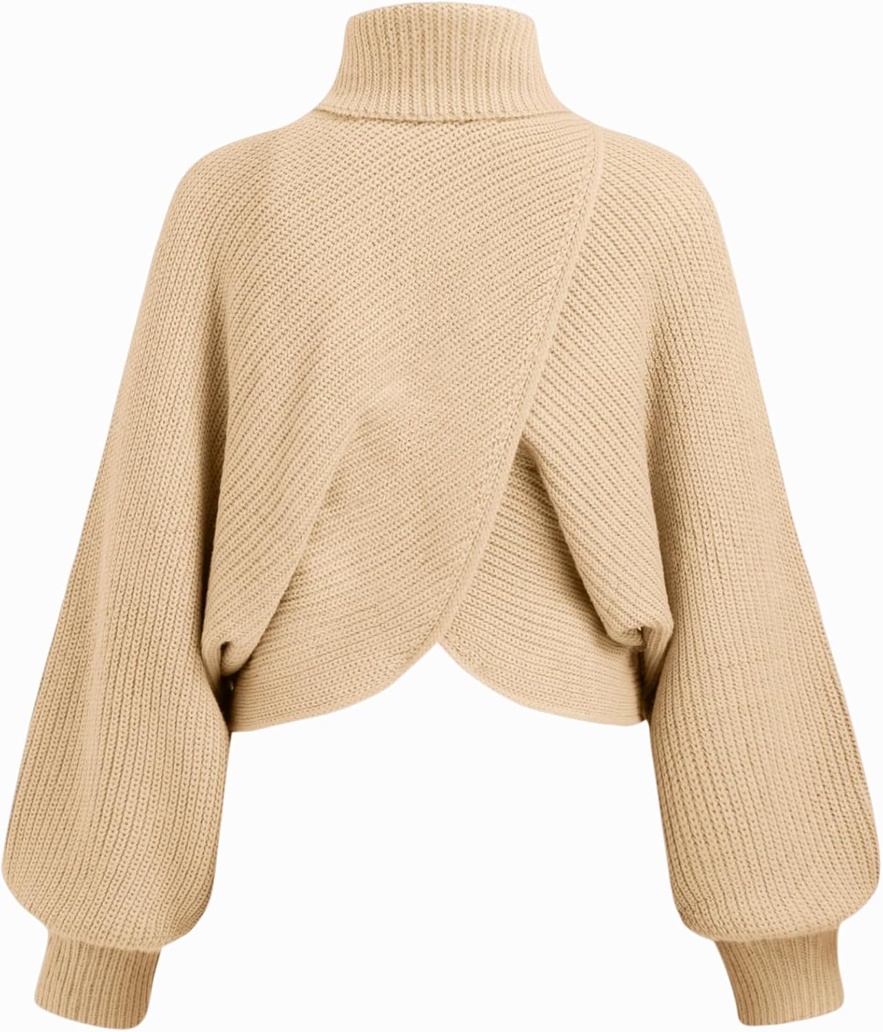 CIDER Cropped Sweaters for Women Turtleneck Sweater Long Sleeve Ribbed Knit Lantern Sleeve Pullover Fall Outfits - Image 5