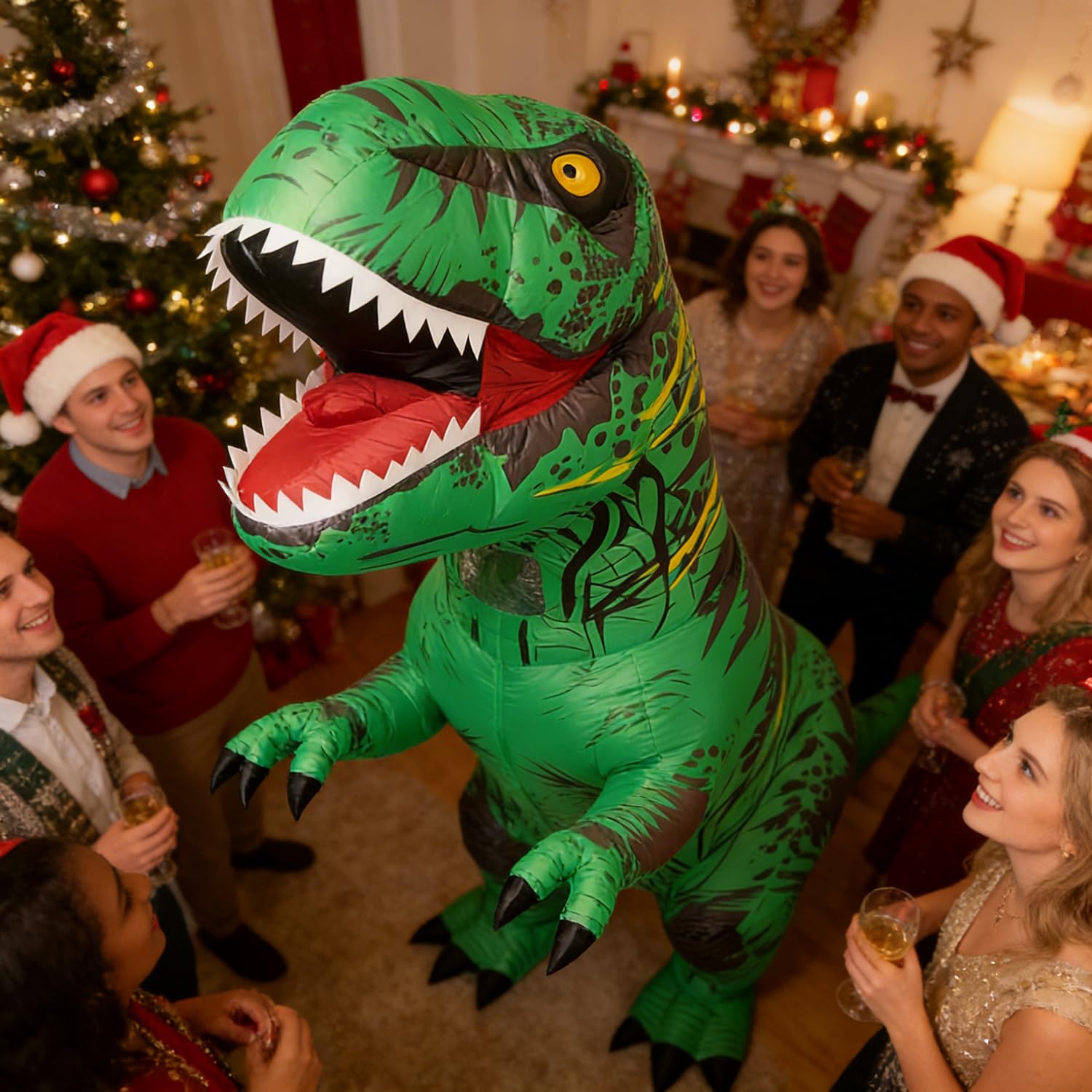 JASHKE Nadmuchiwany kostium dinozaura dla dorosłych, nadmuchiwany kostium dinozaura, kostium na Halloween, fantazyjny strój dla dorosłych