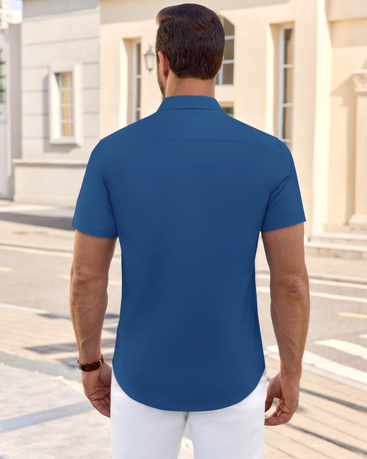 J.VER Mens Short Sleeve Dress Shirts Wrinkle Free Casual Button Down Shirt Summer Stretch Formal Shirt with Pocket - Image 5