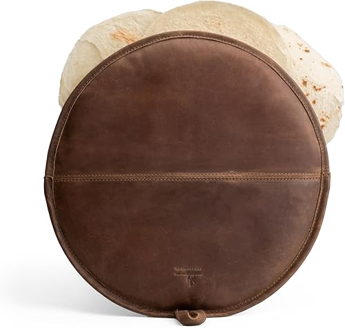 Bolsa calentadora de tortilla, bolsa calentador de tortilla de tela, cuero de grano completo, hecho a mano, marrón bourbon