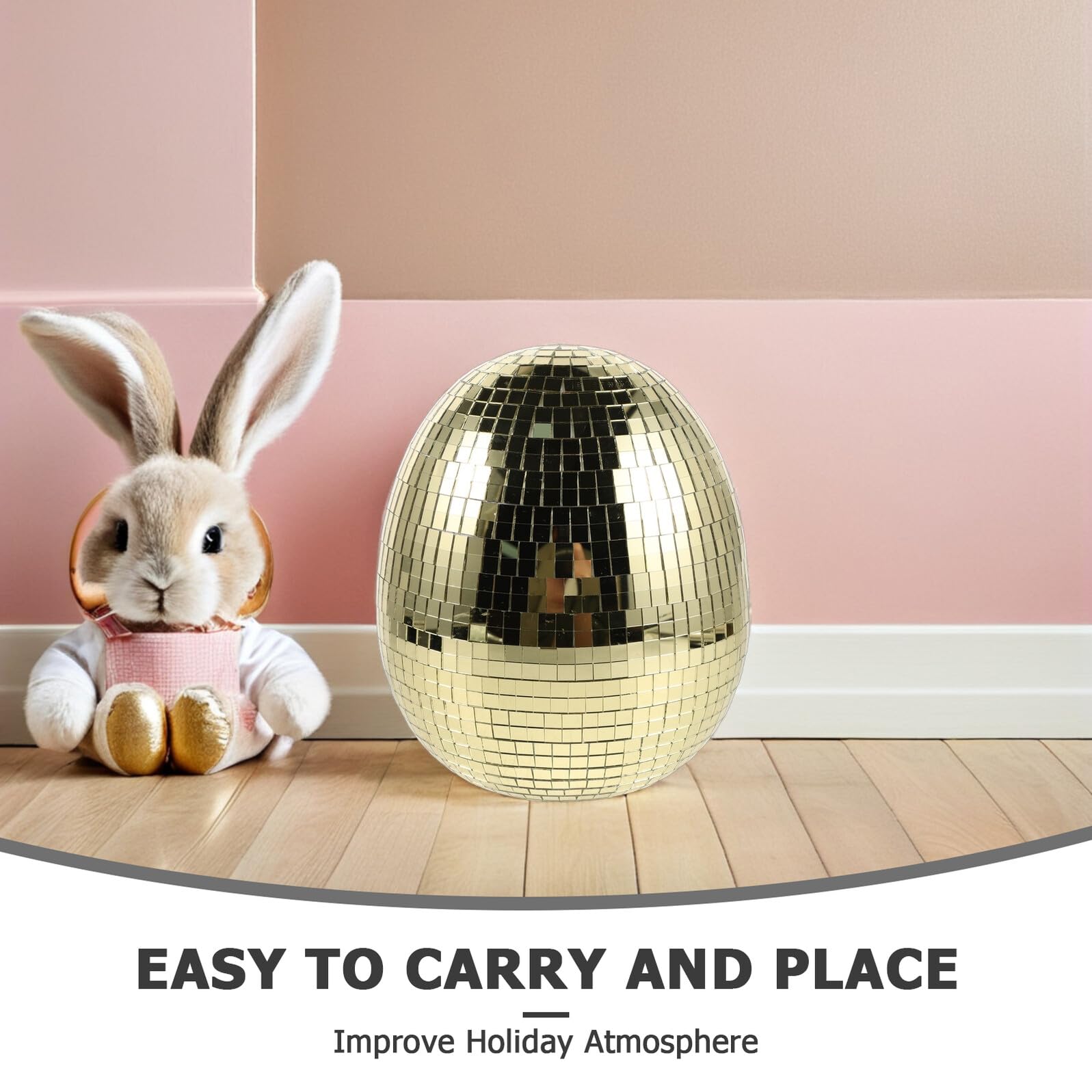 Toyvian Œuf Disco Miroir Doré 23x18x14,5 Cm Décoration Réfléchissante de Pâques pour Jardin, Mariage et Fête Accessoire Photo Booth Suspendu pour Ambiance Festive