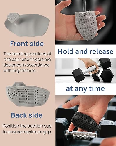 Miniatura 4 de Guantes de entrenamiento de goma de agarre fuerte para gimnasio, agarres antideslizantes para levantamiento de pesas, agarres ligeros para