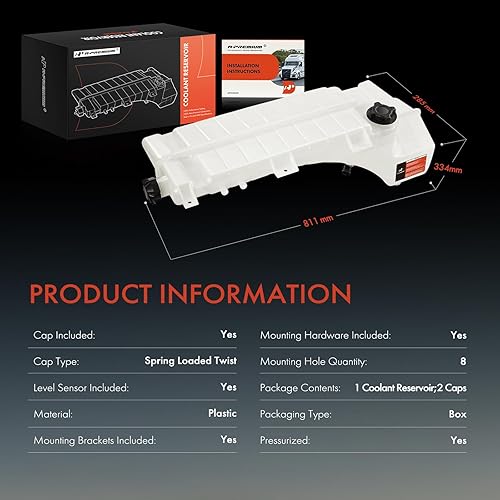 Miniatura 6 de A-Premium Depósito de refrigerante del motor con tapas (2) y sensor compatible con camiones Volvo VHD VNL VNM 2008-2024, Mack CHU CXN CXU 2008-2024,