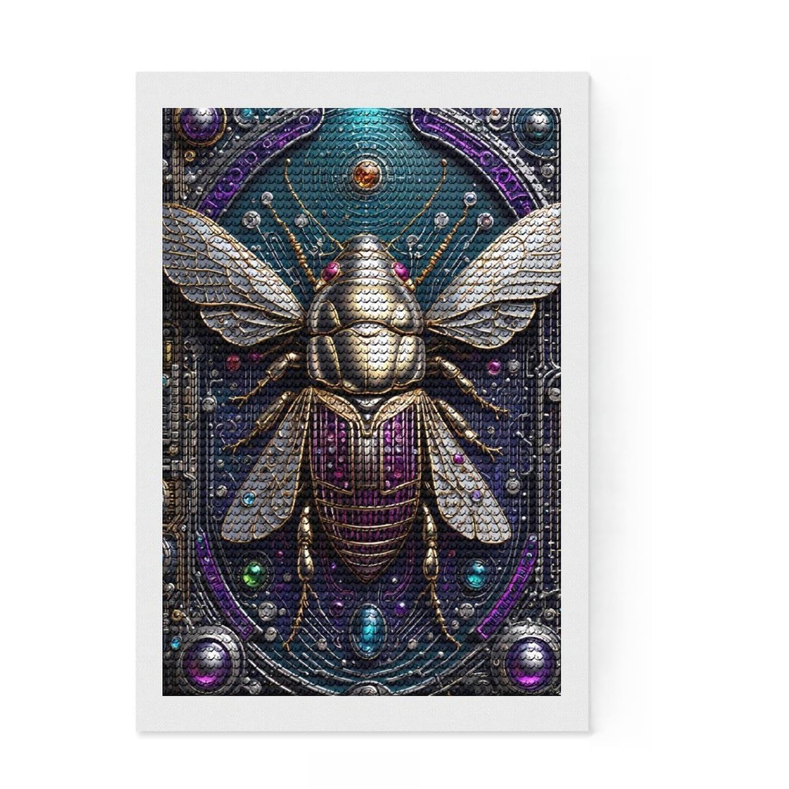 Junmoney Galactic Cicada Chronicles Diamond Art Kit 8"x12", Fun Craft Experience, Boho Decor, for Teens, Thoughtful Handmade Gift, Adhesive Canvas