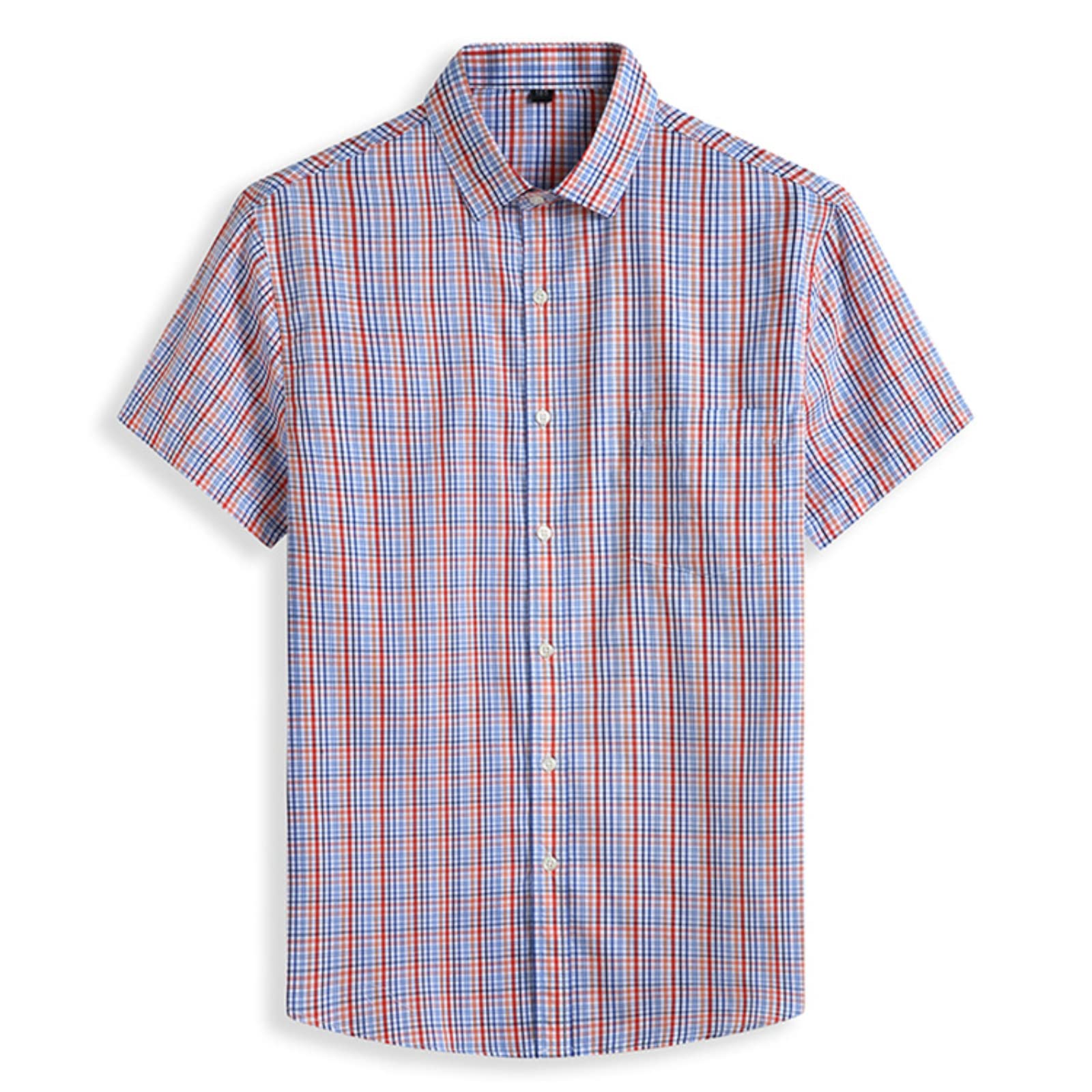 WINDEHAO Camisa de verano de manga corta a cuadros para hombre, talla grande, 10XL, camisa formal de negocios, casual, con botones, con bolsillo