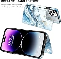 Vista 4 de LETO Funda para iPhone 14 Pro Max, funda de piel tipo cartera con tapa y diseños de moda para niñas y mujeres, ranuras para tarjetas, función atril