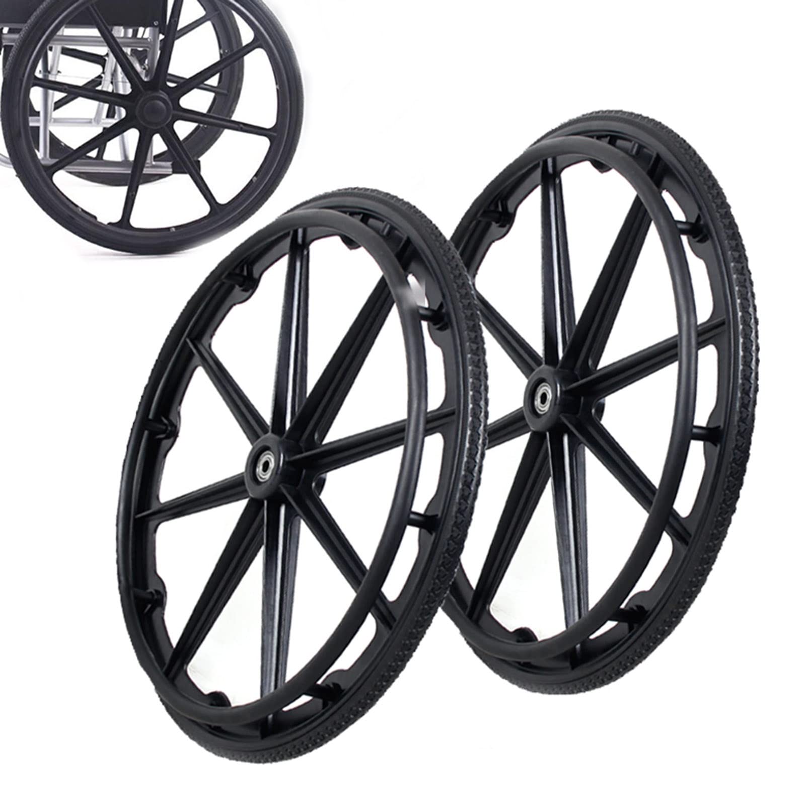 Rueda Trasera de Repuesto para Silla de Ruedas Manual de 24 Pulgadas, neumáticos de Poliuretano no inflables de 24 x 1 3/8 con cojinetes