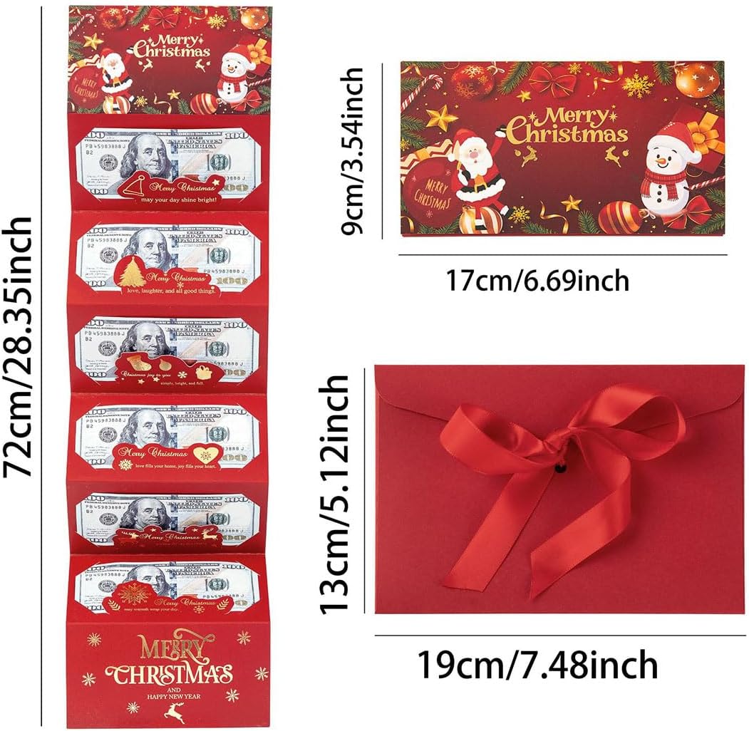 Christmas Cash Gift Envelopes, 2026 New Xmas Money Holders for Cash, Money Gift Card Holder with 6/10 Slots, Surprise Money Envelope for Men Women Girls Boys (Christmas Elk-6 Slots, 5Pcs)