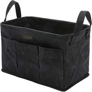 Denifiter Storage Tool Bag, 13.8 x 7.8 x 7.8 inch (13.8 x 7.8 x 7.8 inches), Foldable Tool Bag Waxed Sail Fabric with Handle for Tools (Black)