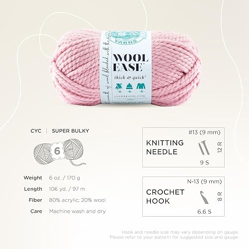 Vista 463 de Lion Brand Yarn Wool-Ease Thick & Quick Yarn - 318.2 ft, Graphite Grafito