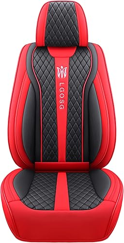 Miniatura 4 de LGOSG - Juego completo de fundas de cuero para asientos delanteros y traseros para sedán, SUV, 5 asientos, ajuste universal (negro rojo)