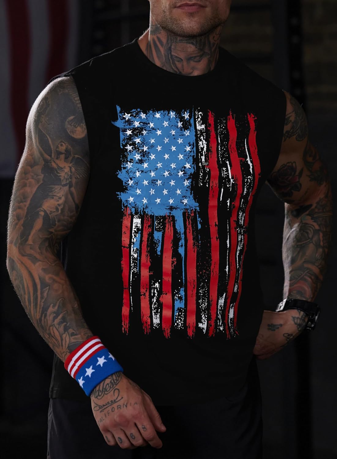 Mainfini Men American Flag Tank Top Muscle Graphic Gym Workout USA Sleeveless Tee Shirts (S-3XL) - Image 3