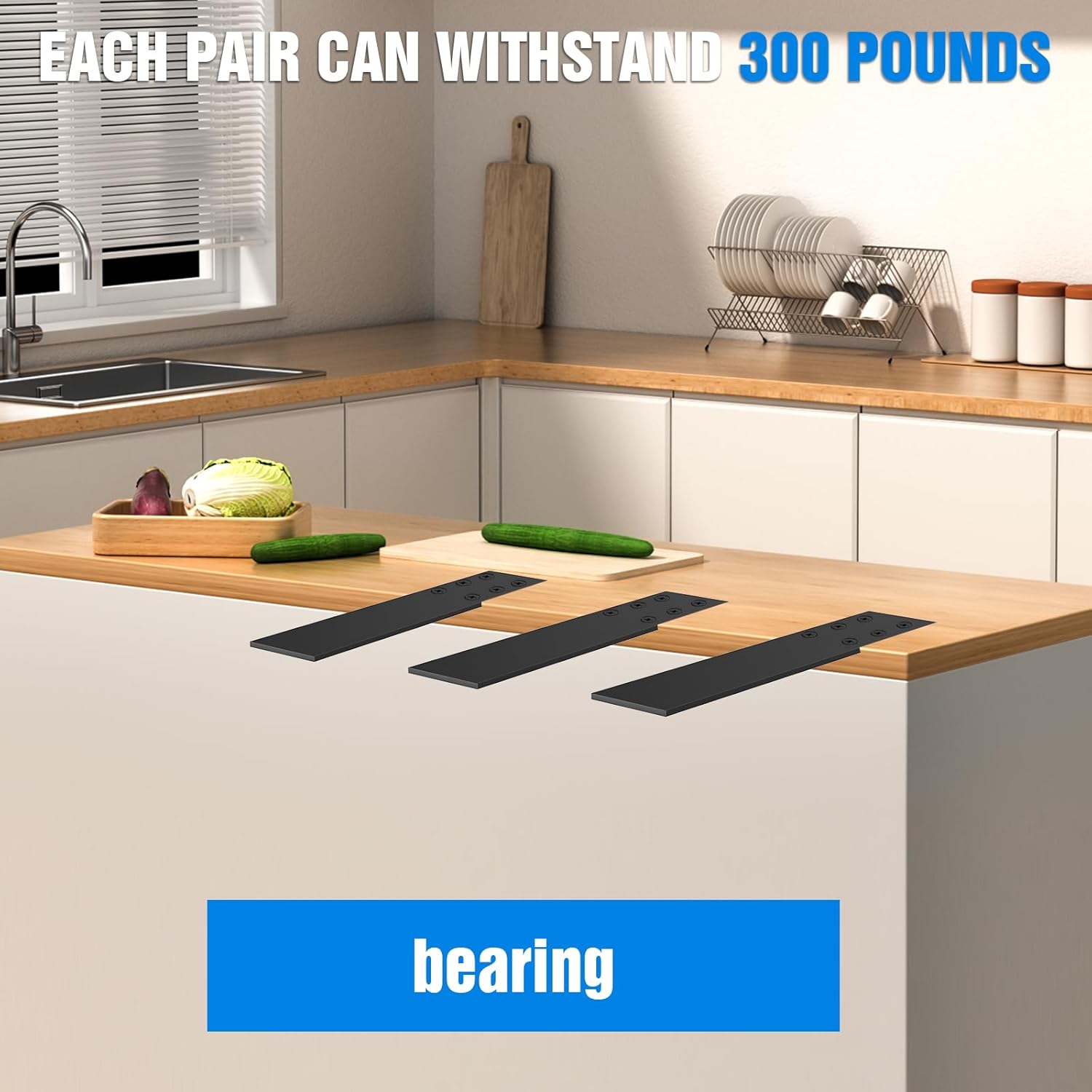 4-Pack Countertop Support Brackets Hidden Countertop Support 0.25" Thick Knee Wall Support Bracket Heavy Duty Bracket for Quartz/Granite/Wood/Concrete Countertops Screws Included (4, 16in)