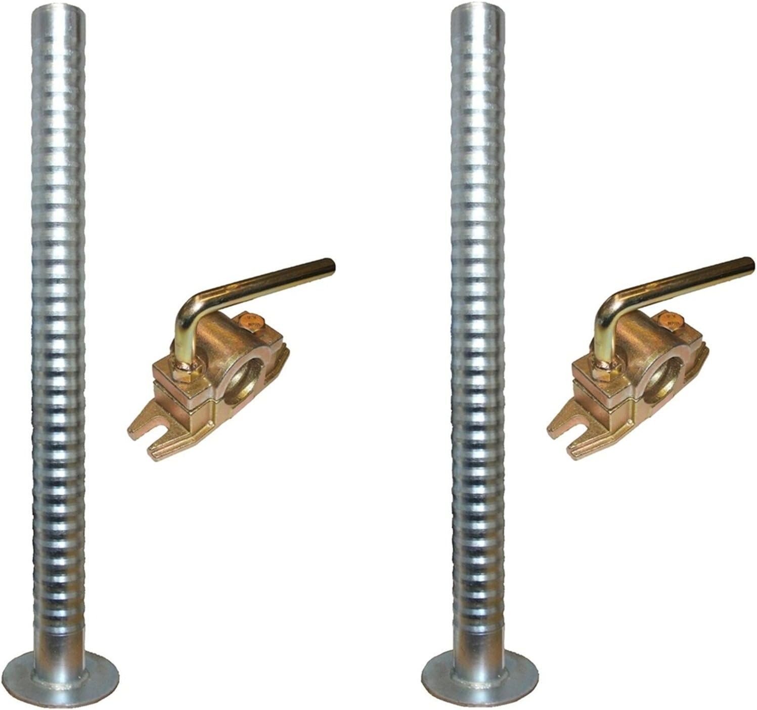 leisure MART A pair of Trailer prop stands corner steadys ribbed serrated 48mm diameter x 600mm
