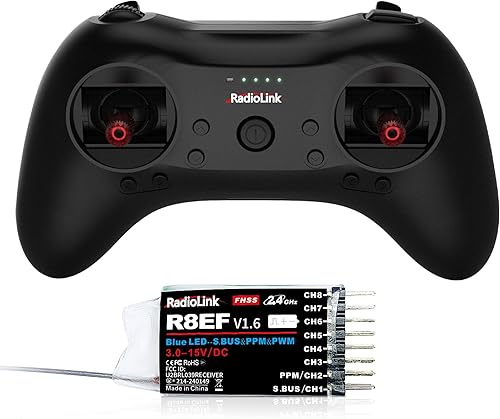 Radiolink T8S 8 canales 2.4GHz RC Pocket Size Transmisor portátil y receptor R8EF RX, control remoto y controlador batería recargable incorporada