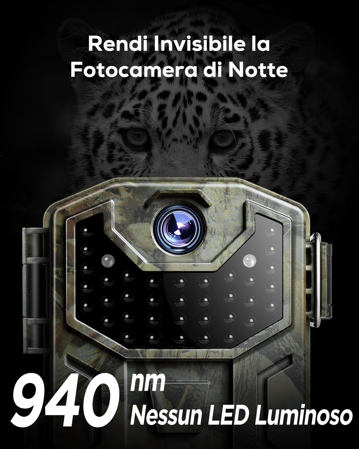 iZEEKER Fototrappola 2K 36MP HD con LED a Infrarossi Invisibili 940nm