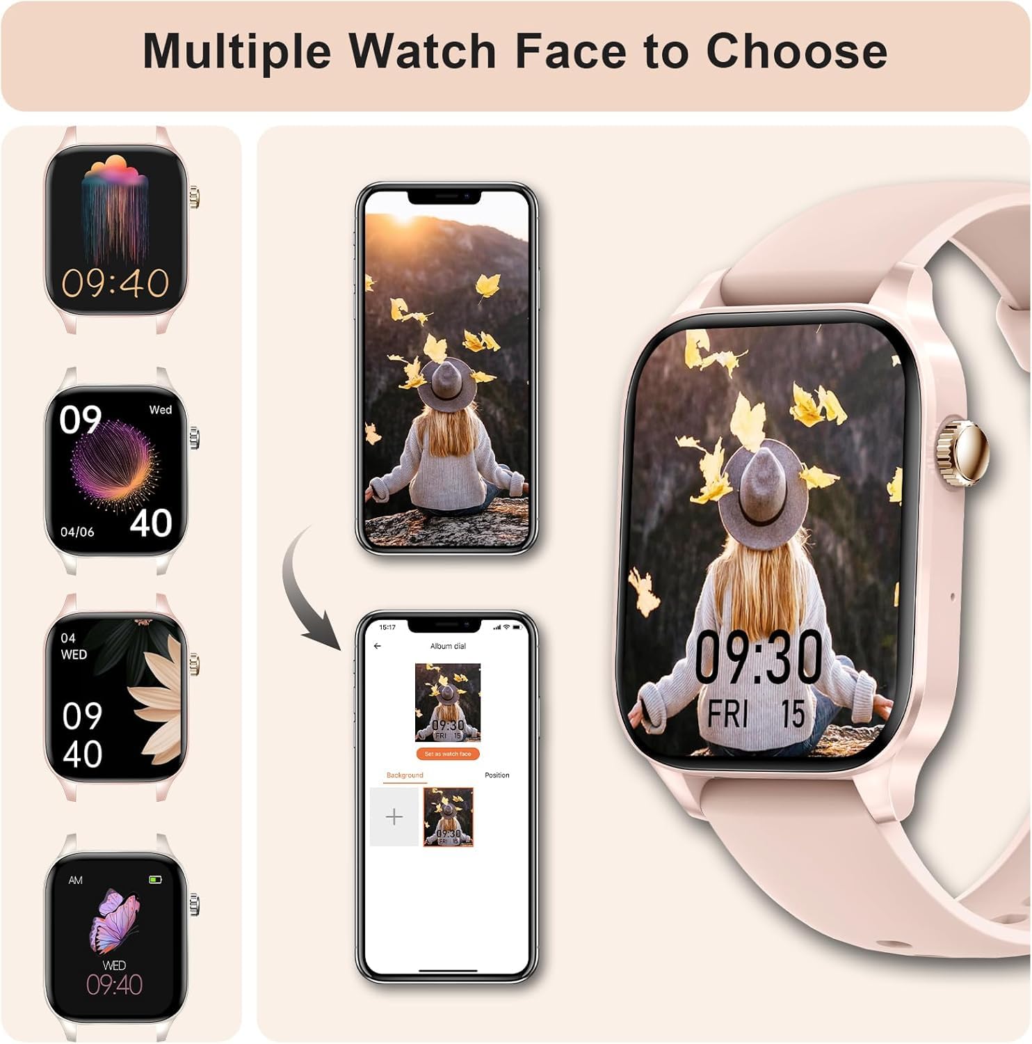 HXQHSTBG Orologio Intelligente Donna, 1,85" Smartwatch con chiamate, orologio sportivo digitale con monitoraggio del sonno, 120+ sport, smart watch con contapassi per Android iOS, IP67 (Grigio)