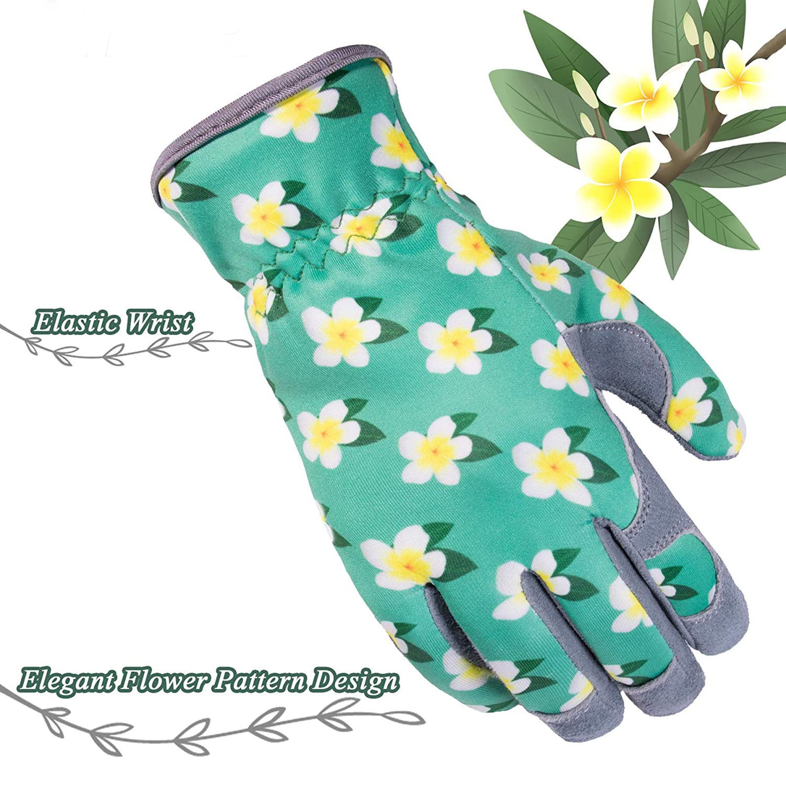 Gants de Jardinage Imprimé Floral pour Femme Gants de Travail en Cachemire Antidérapants Plantation Gants de Jardin pour Le Jardinage Extérieur Polyvalent