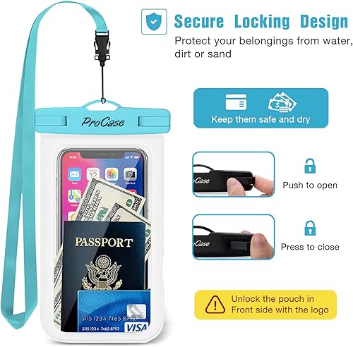 Miniatura 9 de ProCase Funda universal impermeable para teléfono bolsa seca submarina de 7 pulgadas para iPhone 13 Pro Max Mini 12 11 Pro Max Xs XR X 8 7 Galaxy