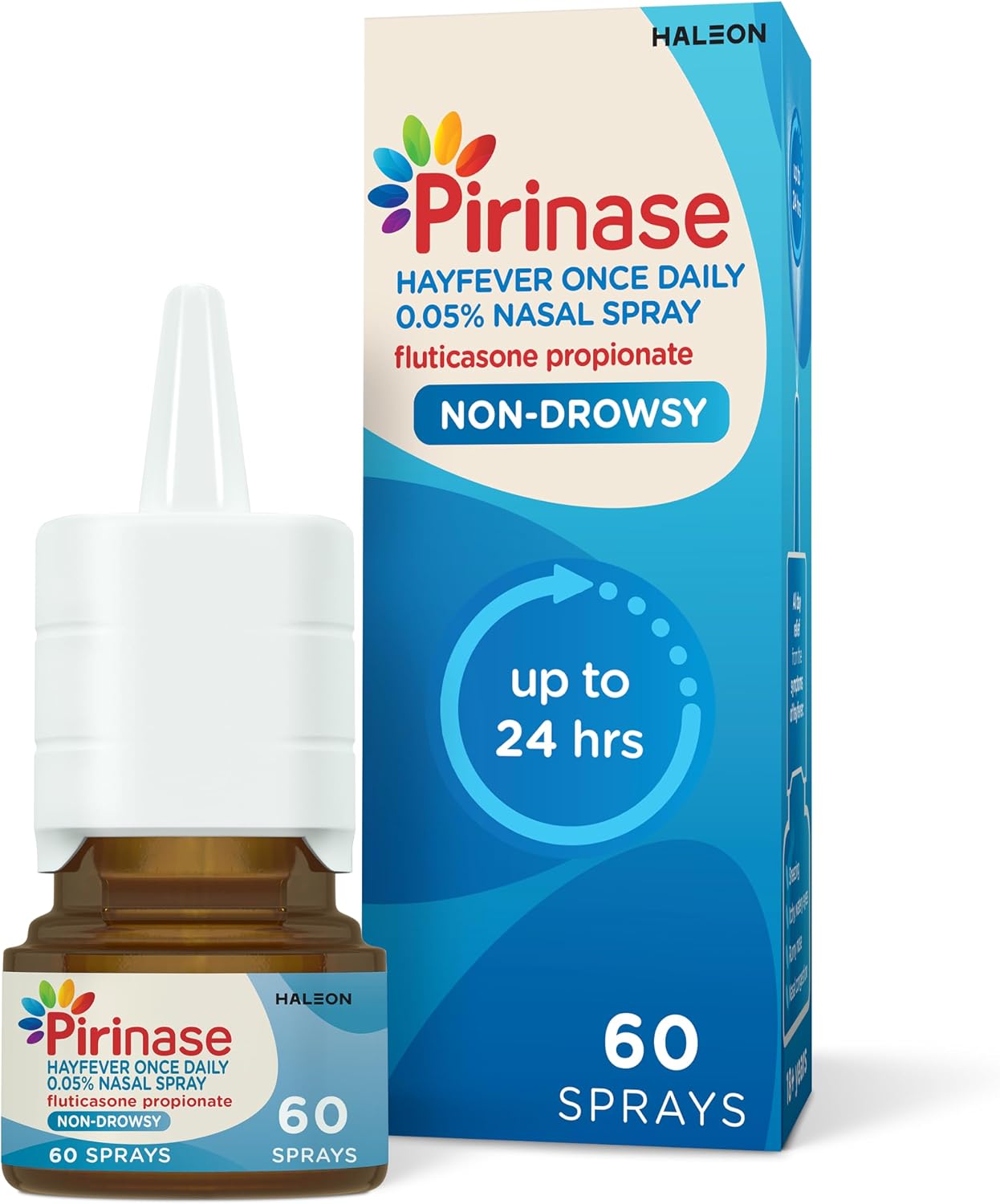 Pirinase Hayfever Relief Nasal Spray for Adults, Once‑Daily Allergy Relief with Fluticasone Propionate, 60 Sprays