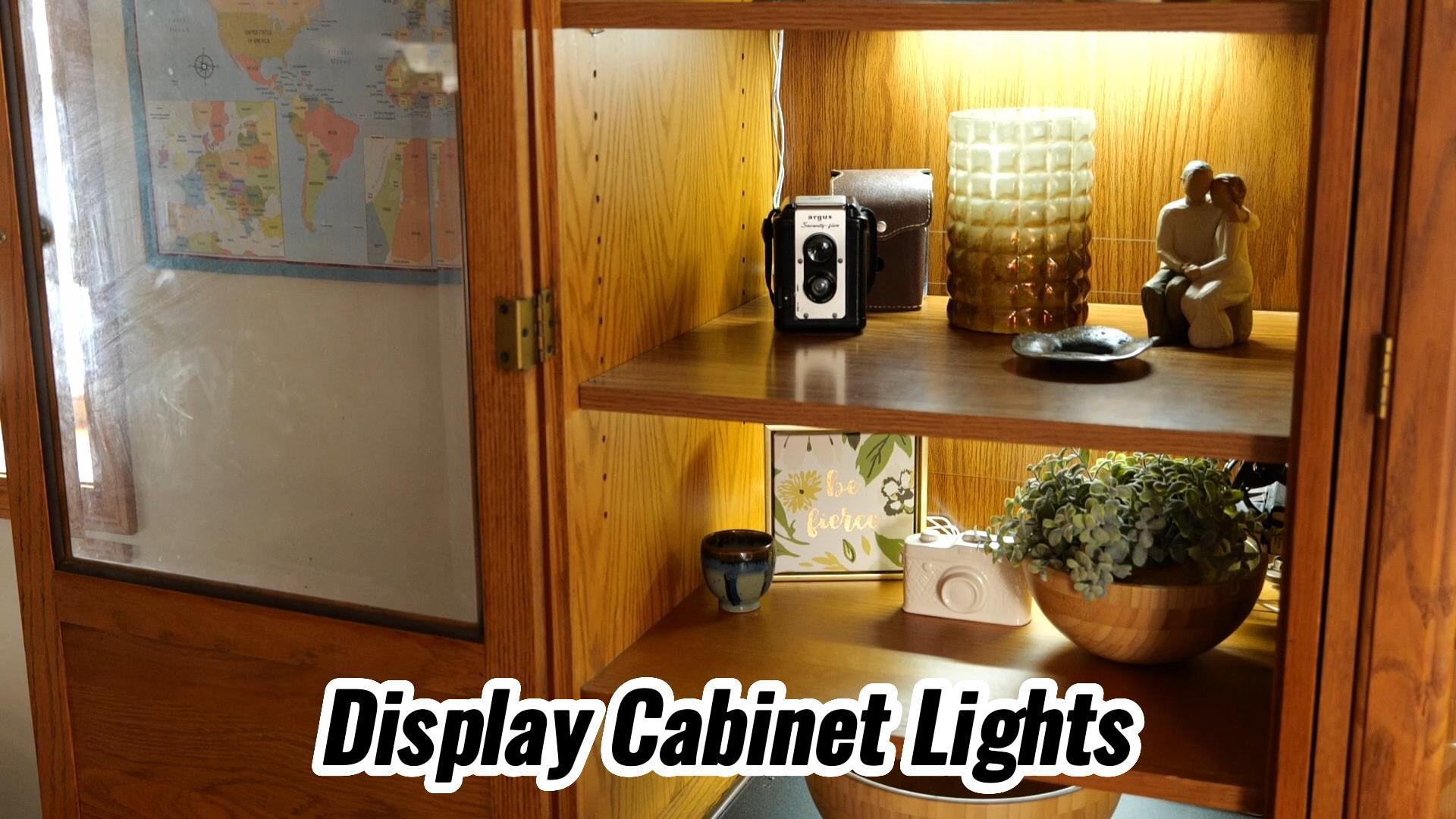 Image of JUSJUBR 4-Pack Cold White Display Shelf Lights, Under Shelf Lighting with Memory Function, 12 Inch 6000K Plug-in Bookshelf Lighting, LED Cabinet Lights for Display Case /Pantry /Closet /Safe