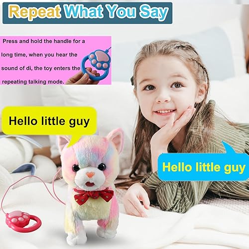 Miniatura 5 de Juego de correa colorida para gatos que camina interactivo, que habla, canta, baila, gatito, imita, repite lo que dices, gatito táctil y control de