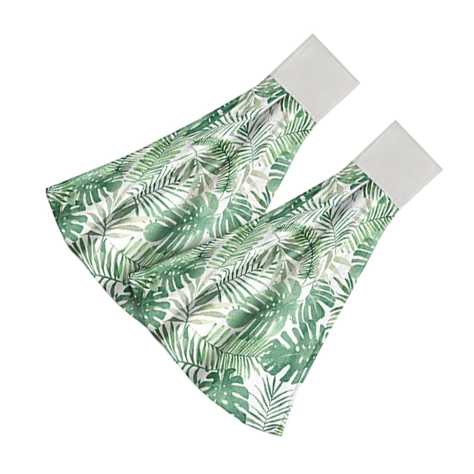 Limtula 2Pcs Space Saving Hanging Hand Towels Quick Dry Absorbent Leaves Pattern Kitchen Tie Towel Dishcloth with Hanging Loop Quick Dry Towels