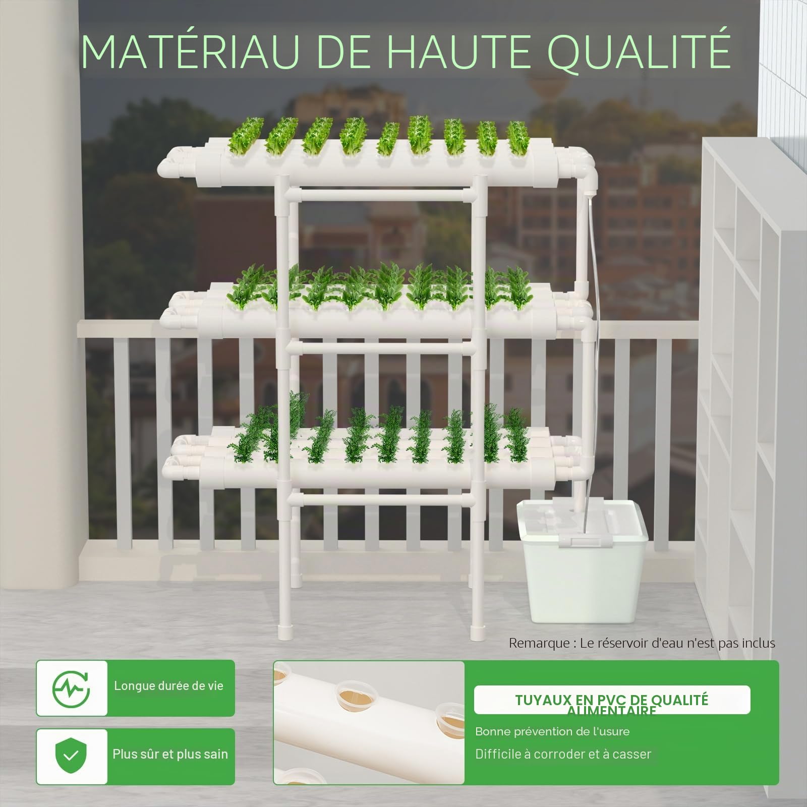 Système Hydroponique Kit de Culture 108 Emplacements Plantes Légumes Hydro 3-Couches, pour Cultivation Hydroponique de Légumes sur Les Balcons Halls