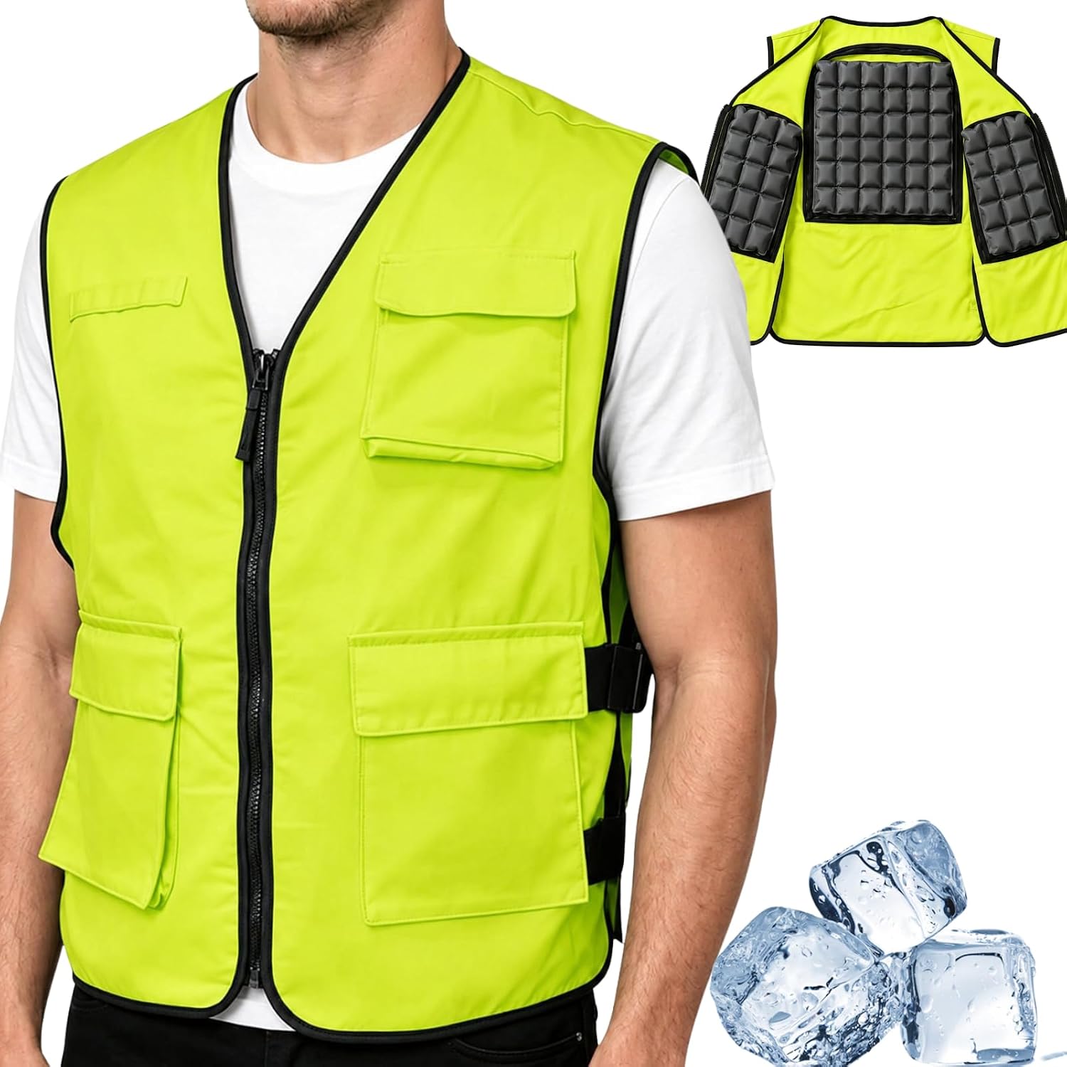 WORLD-BIO Cooling Vest with Ice Packs, Adjustable Ice Vest for Outdoor Work