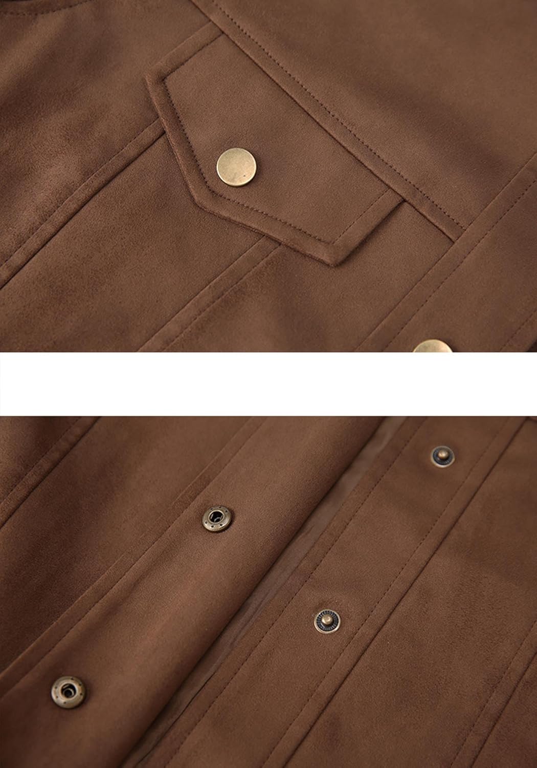 Babalet Womens Cropped Jacket Button Down Faux Suede Short Bomber Jacket Long Sleeve Varsity Jacket Casual Shacket Jackets - Image 7